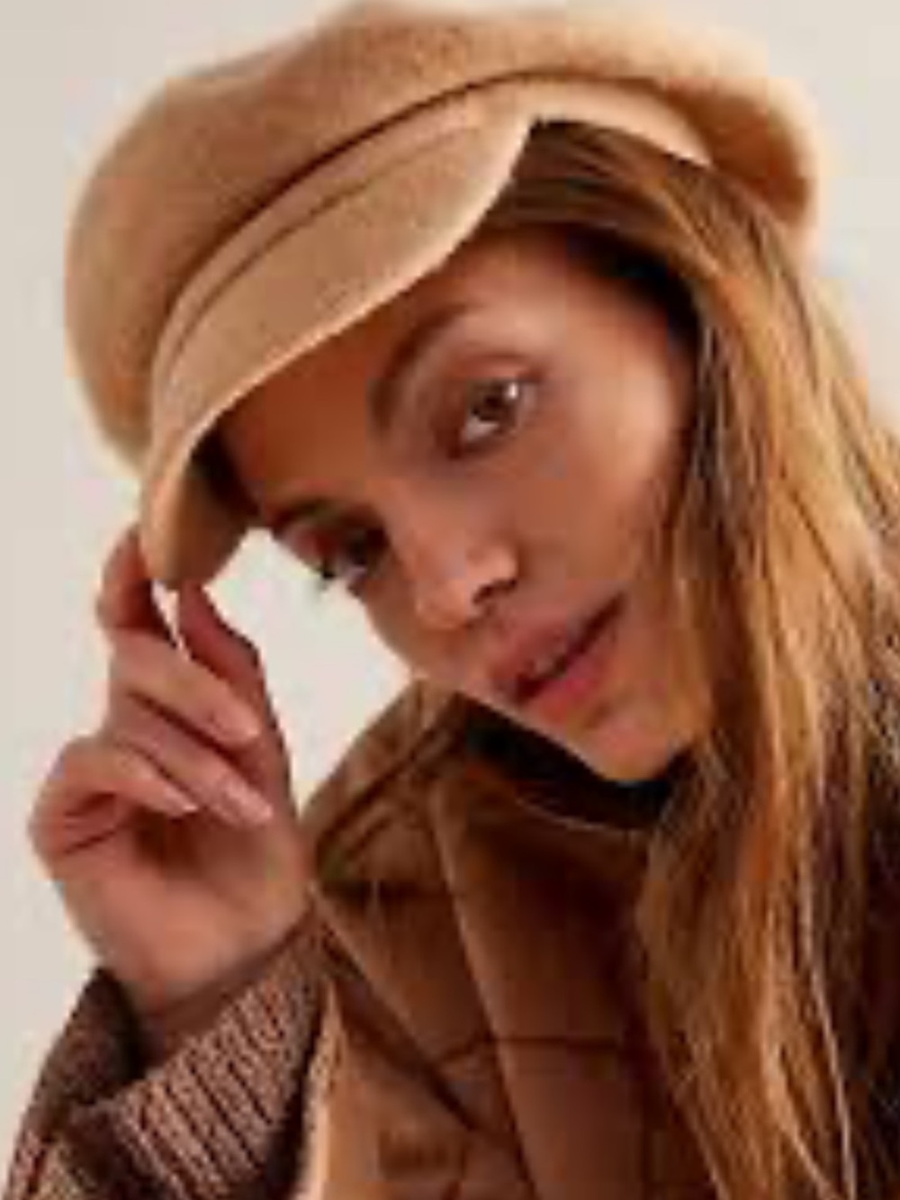 Free People Camel wool Phoebe lieutenant cap